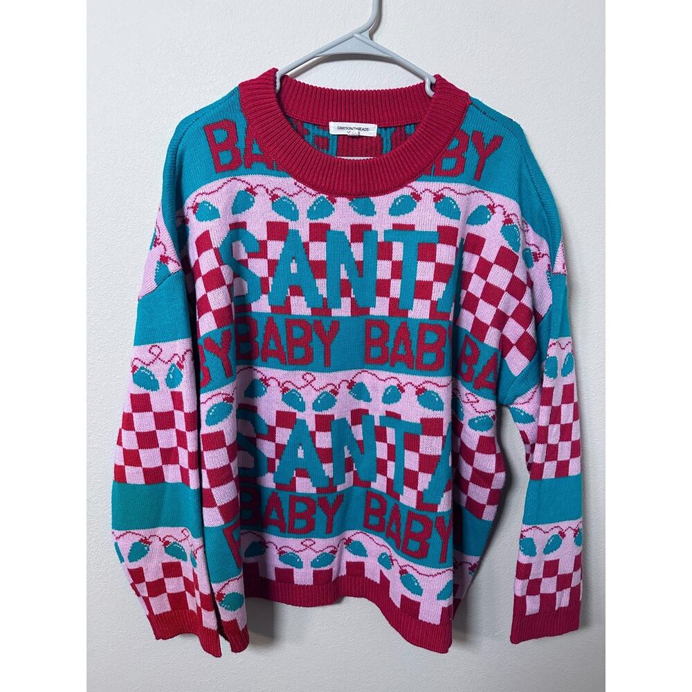 Women's Santa Baby Holiday Christmas Graphic Sweater Size XL‎ Grayson Threads